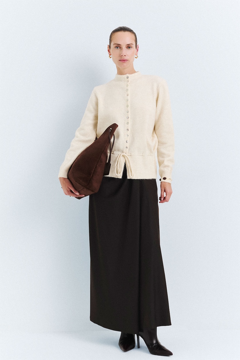 WOMAN Brown Regular Drape Detail Regular Waist Maxi Skirt