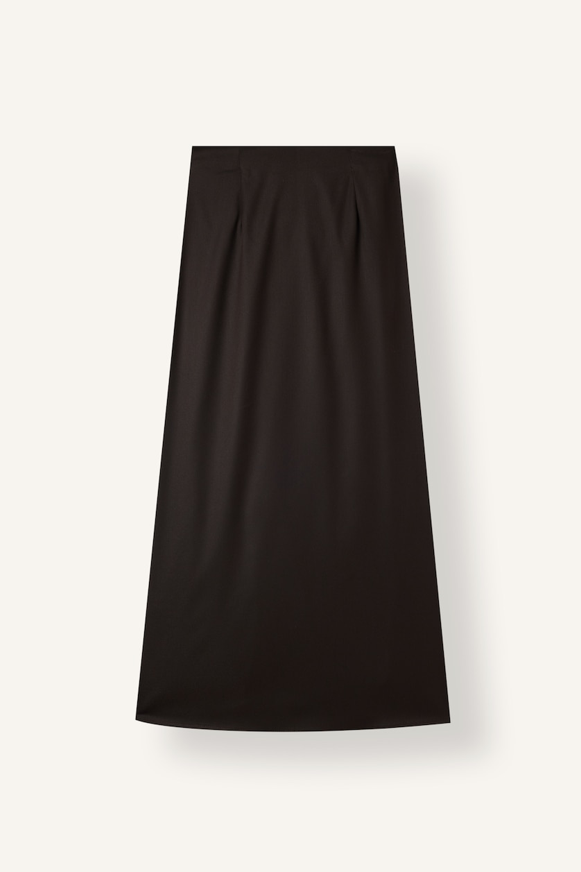 Kadın Kahve Regular Fit Drapeli Maxi Etek