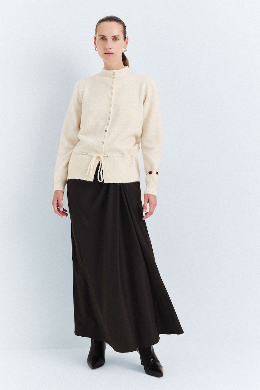 WOMAN Brown Regular Drape Detail Regular Waist Maxi Skirt