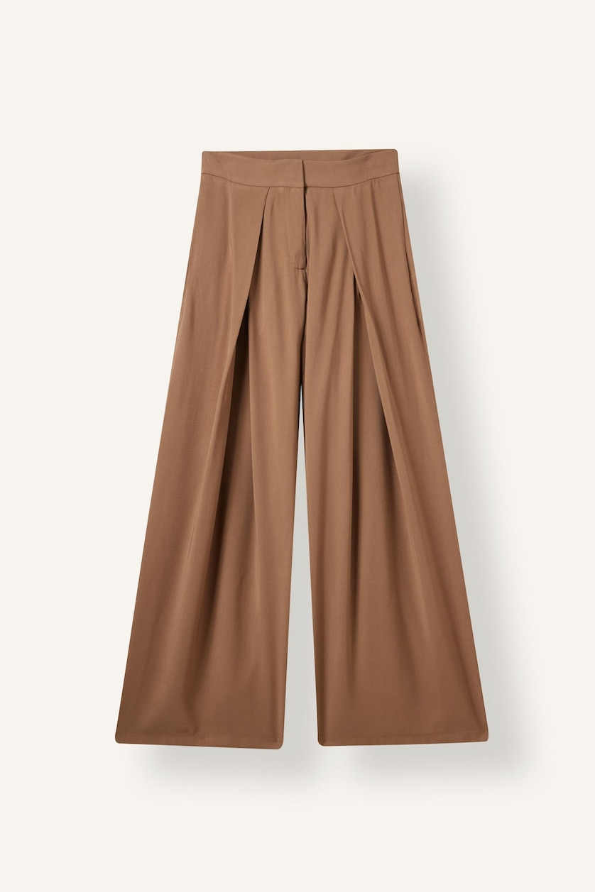 Women Camel Wide Leg Trousers