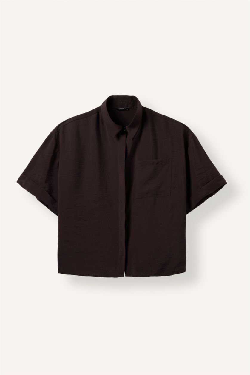 Women Brown modal Short Sleeve Shirt