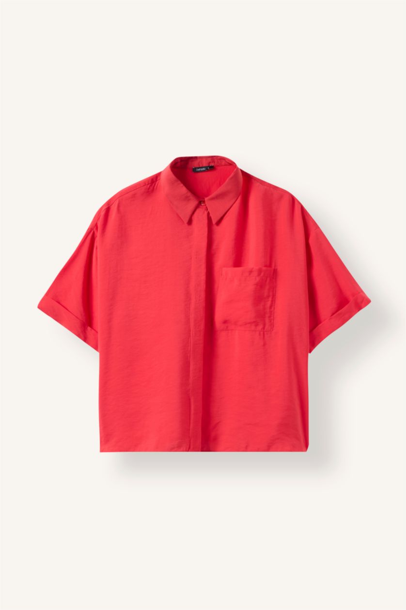 Women Red modal Short Sleeve Shirt