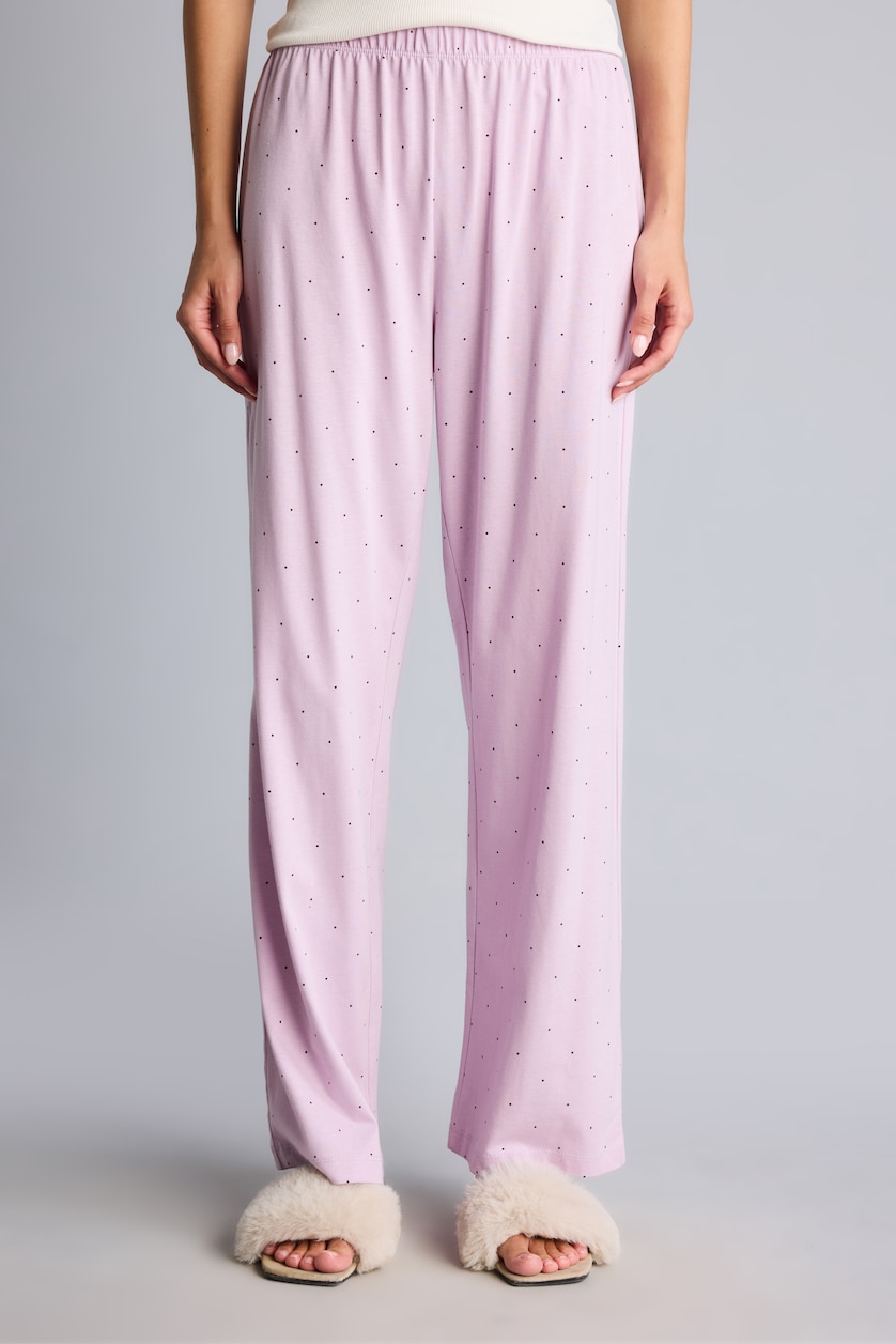 Kadın Açık Lila V Yaka Kısa Kol Ribana Pijama Takımı