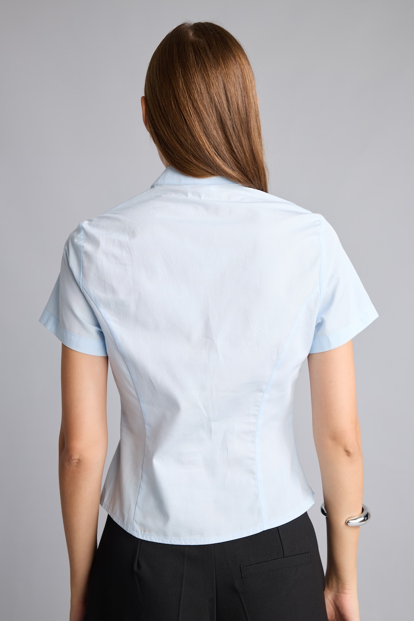 Women Light Blue Slim Fit Poplin