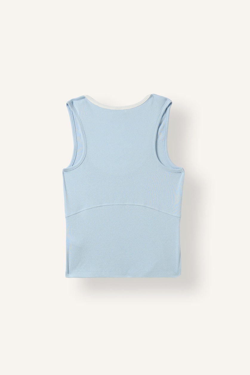 Kadın Açık Mavi Katmanlı Yaka Ribana Crop Basic Atlet