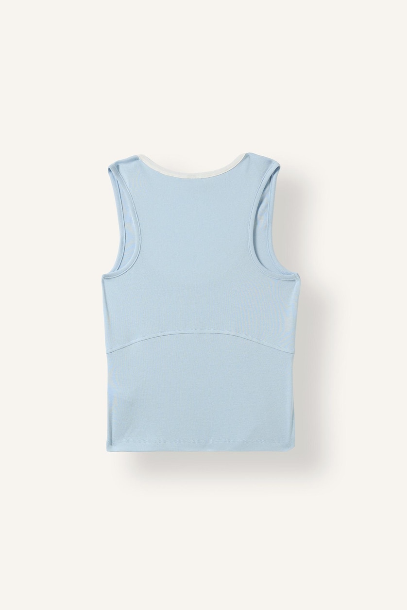Woman Light Blue كروب توب مضلع سليم فيت