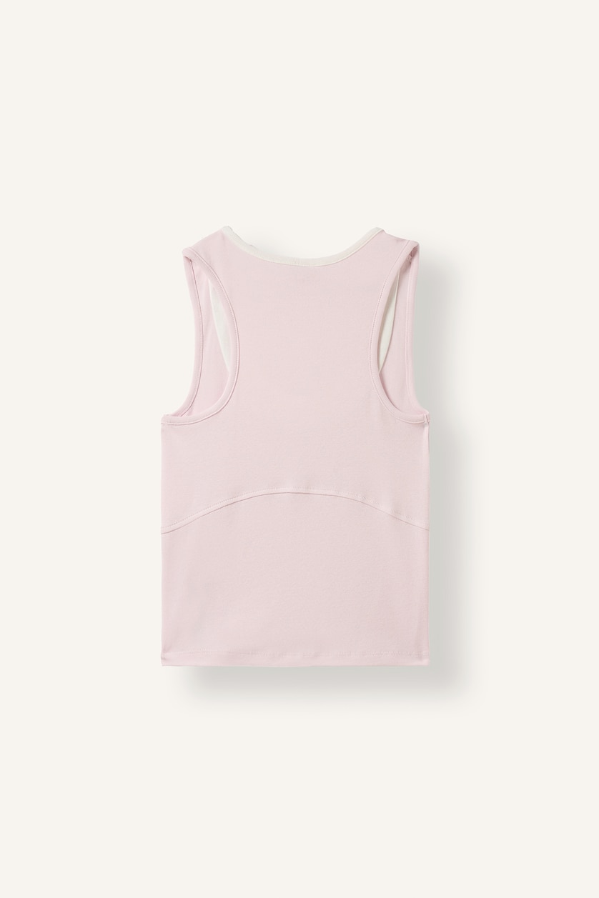 Kadın Açık Pembe Katmanlı Yaka Ribana Crop Basic Atlet