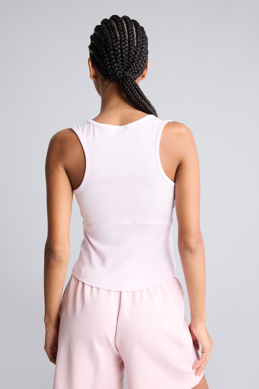 Woman Light Pink كروب توب مضلع سليم فيت