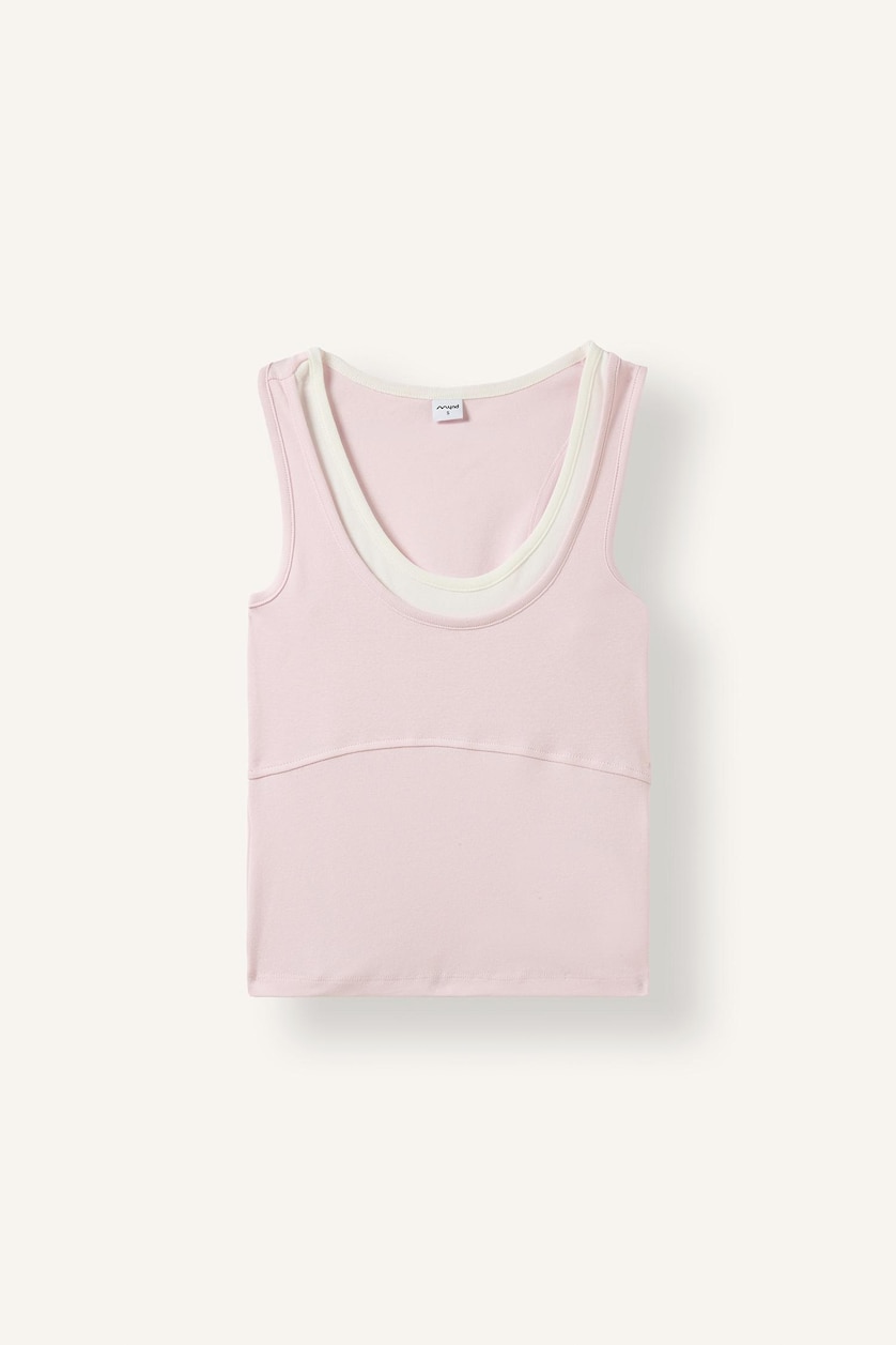 Woman Light Pink كروب توب مضلع سليم فيت
