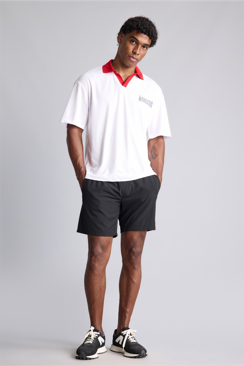 Erkek Beyaz Sırtı Baskılı Boxy Fit Polo Tişört