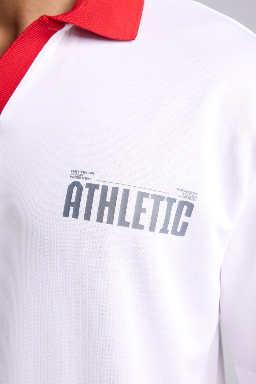 Erkek Beyaz Sırtı Baskılı Boxy Fit Polo Tişört