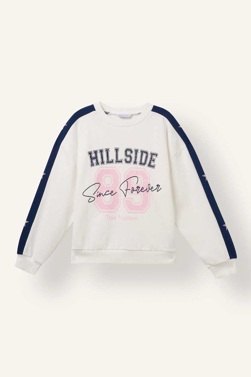 Young Girls - Teen Girls Ecru Woman Regular Fit Slogan Crew Neck Sweatshirt