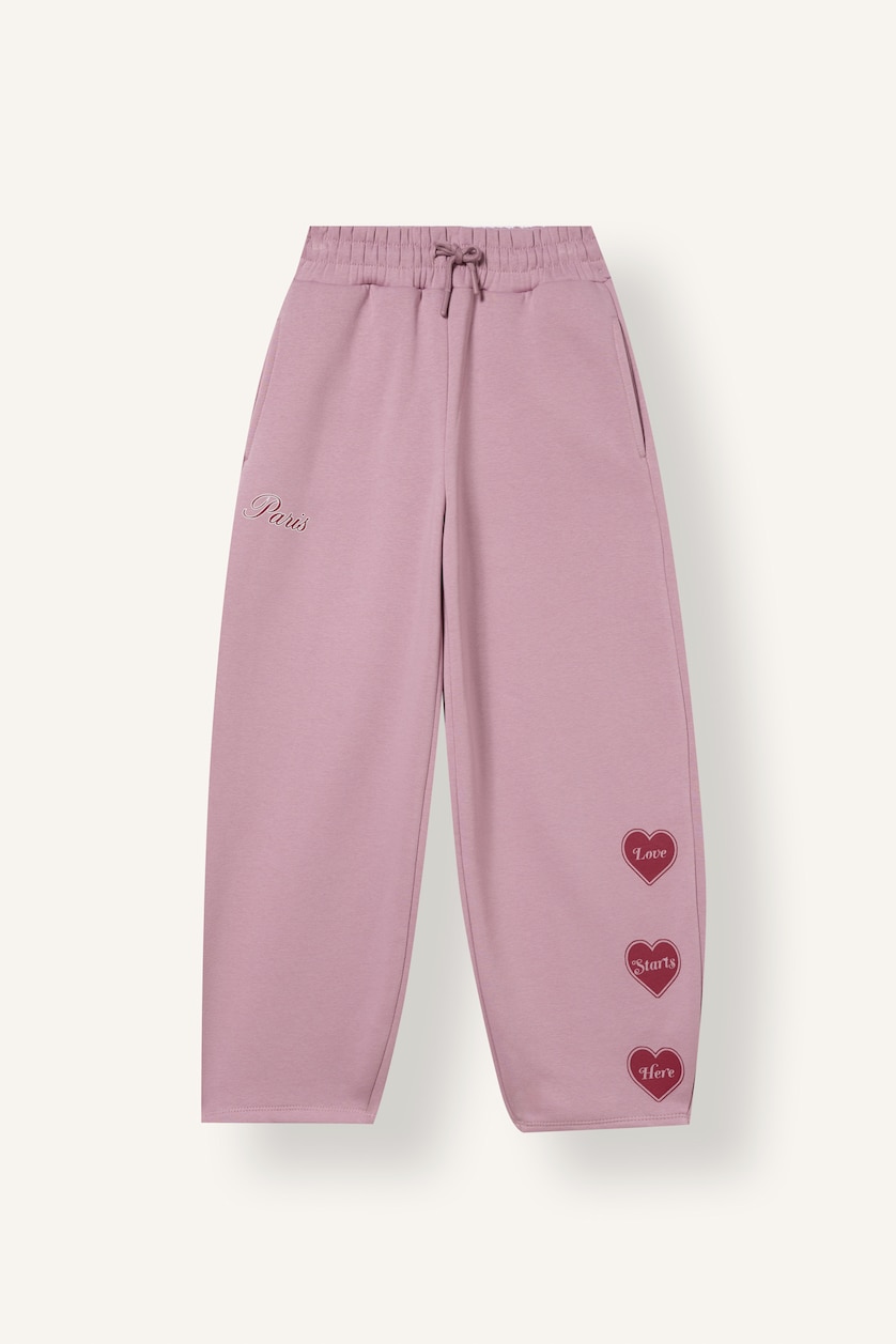 Young Girls - Teen Girls Rose Woman Balloon Fit Slogan Elastic Band Trousers