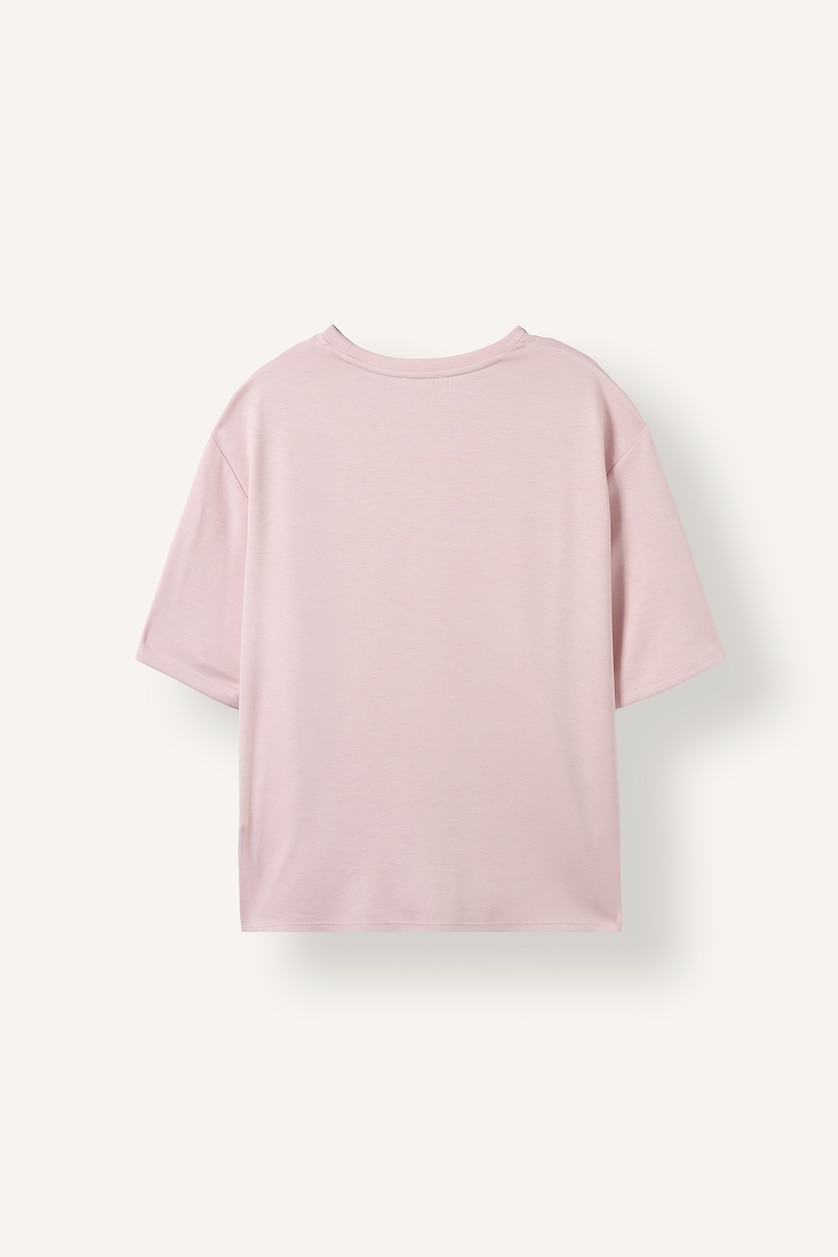 Woman Light Pink Oversize Dropped Shoulder Basic T-shirt