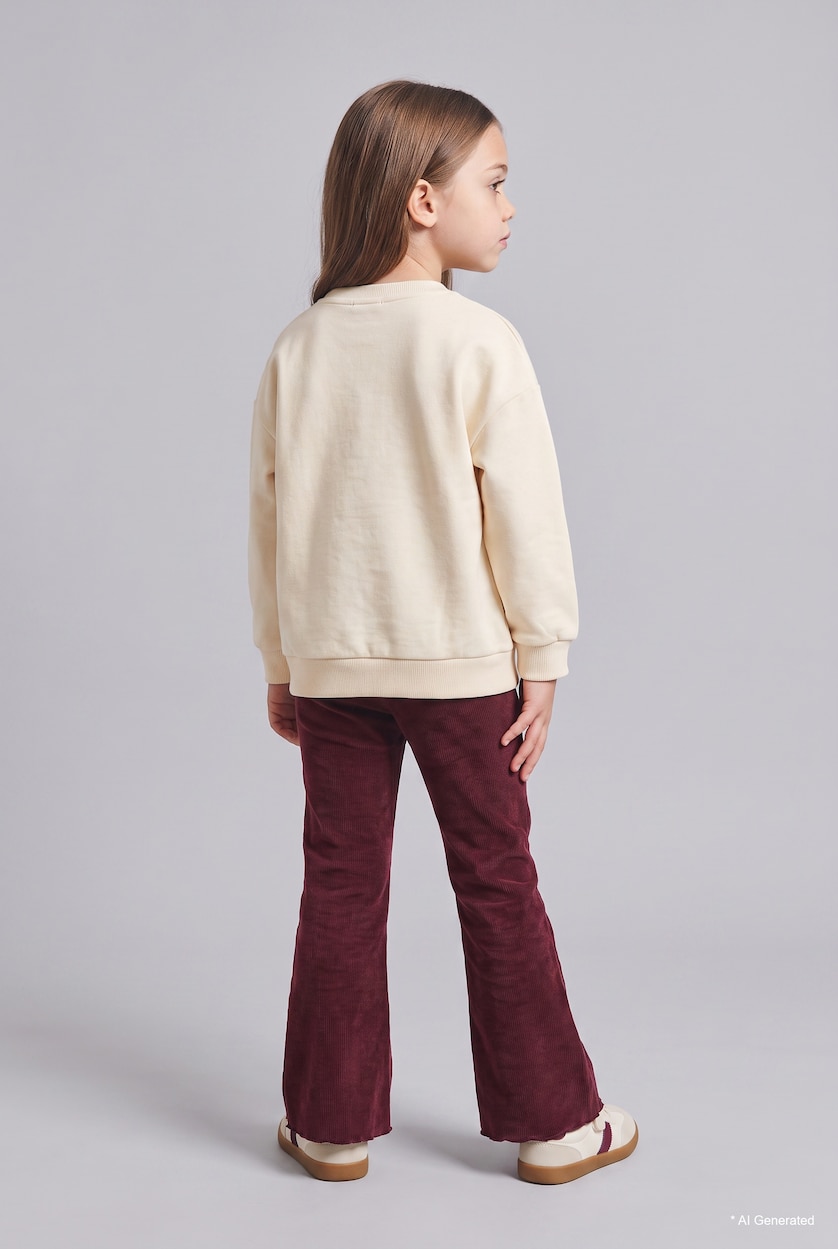 Kız Bebek Ekru Ayıcıklı Kalın Sweatshirt Kız Bebek