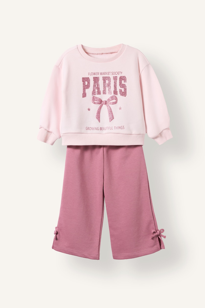 Kız Bebek Fuşya 2'li Takım Sweatshirt Eşofman Altı Kız Bebek