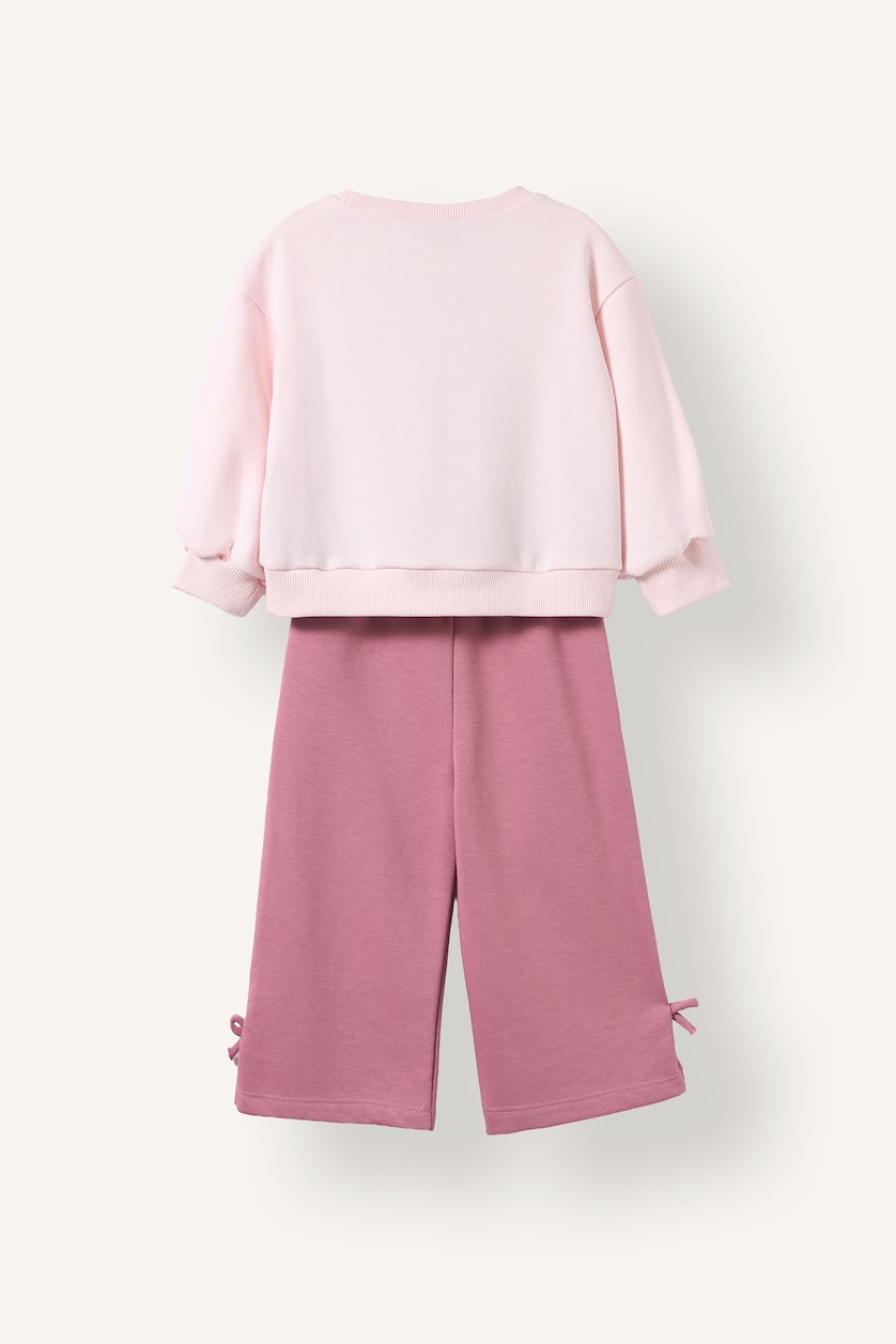 Kız Bebek Fuşya 2'li Takım Sweatshirt Eşofman Altı Kız Bebek