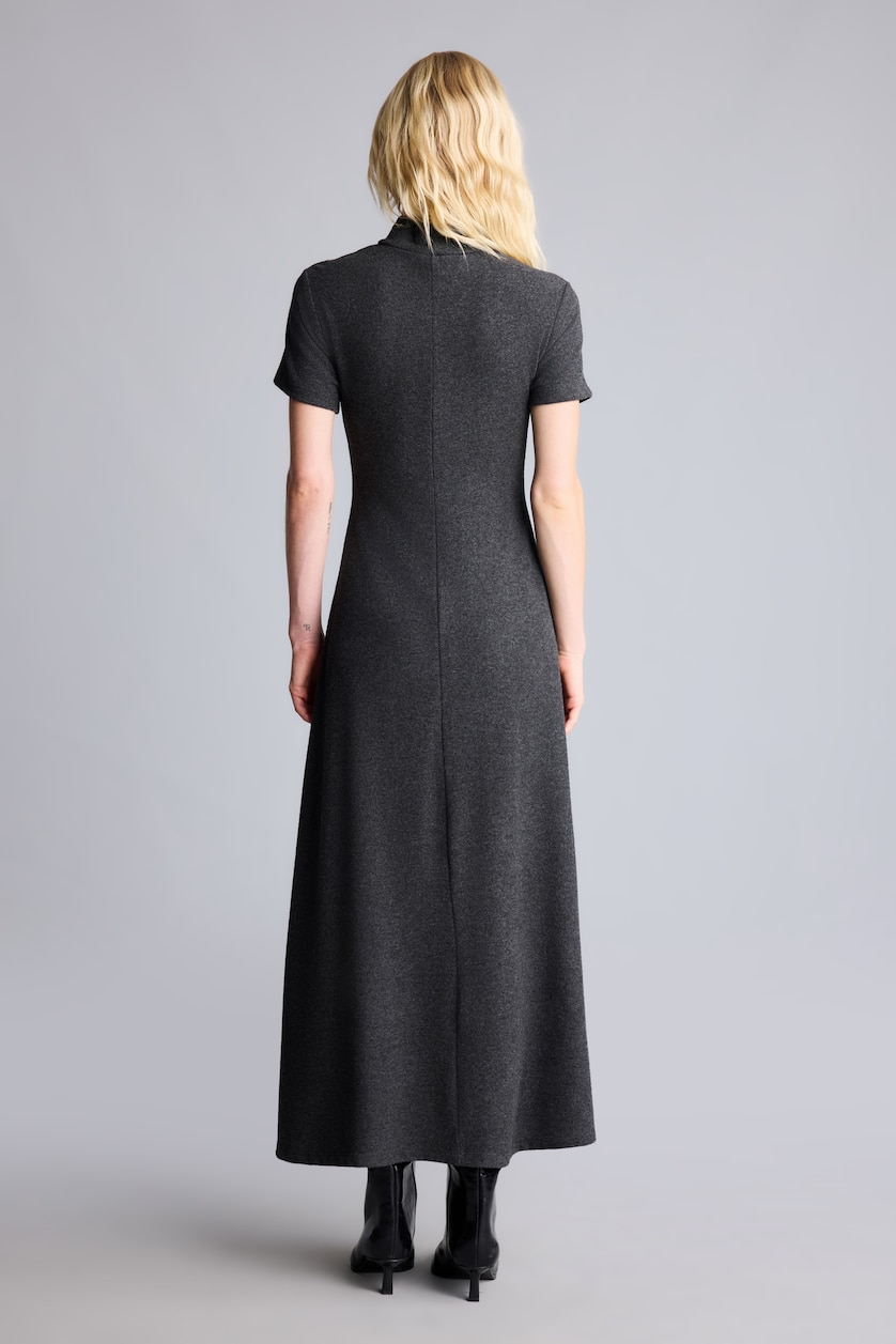 FEMME Anthracite Robe midi trapèze à manches courtes et col bateau