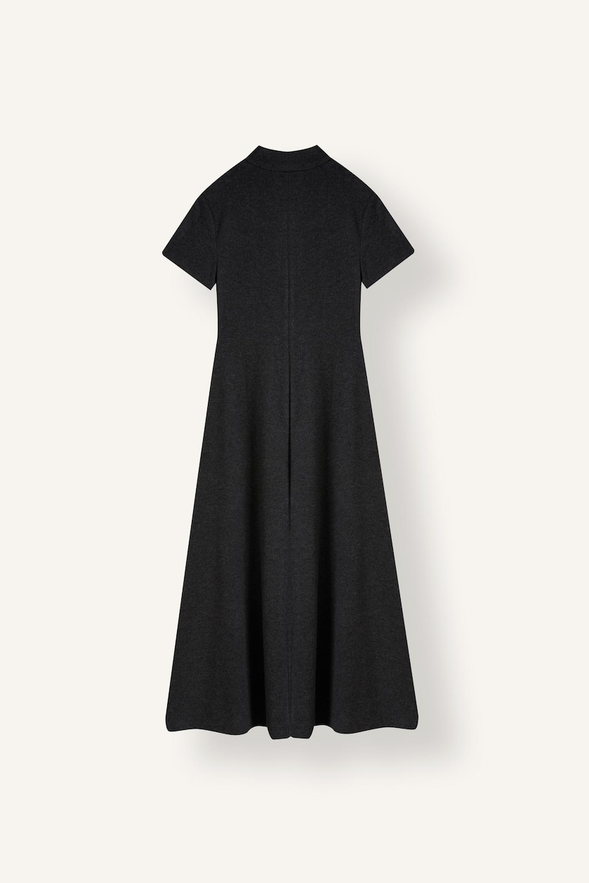 FEMME Anthracite Robe midi trapèze à manches courtes et col bateau