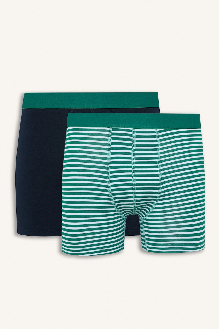 Erkek Lacivert Regular Fit Çizgili 2'li Boxer