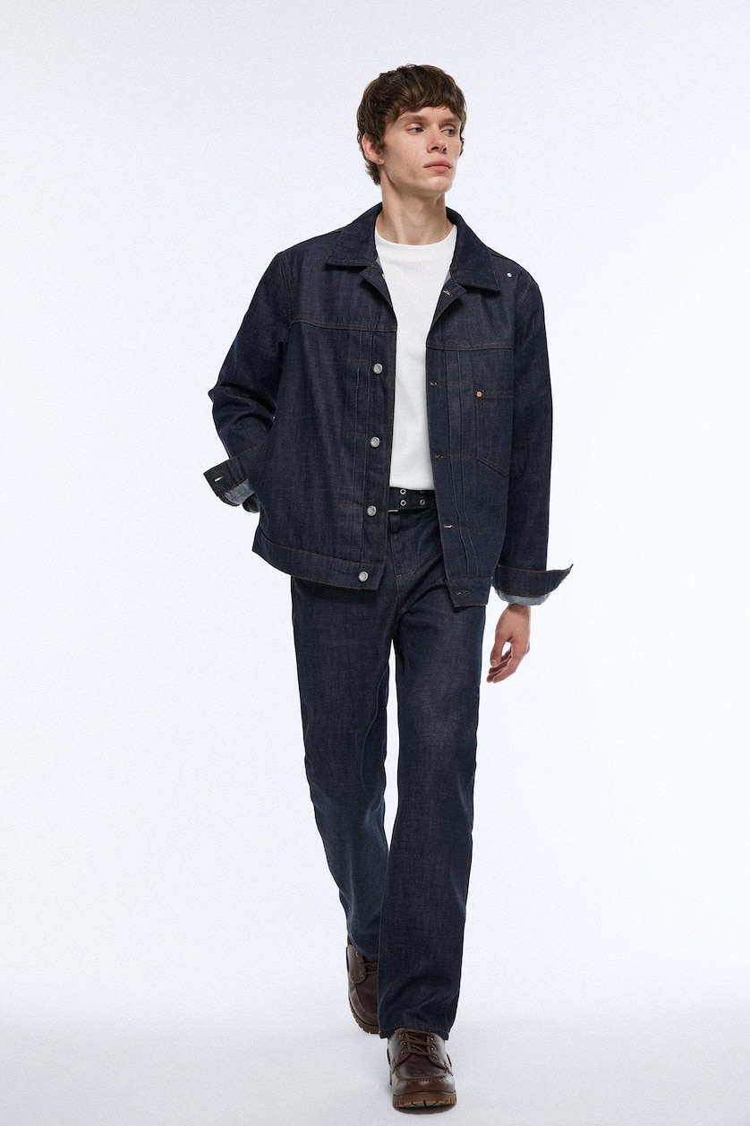 رجال أزرق غامق Straight Fit Regular Waist Jeans