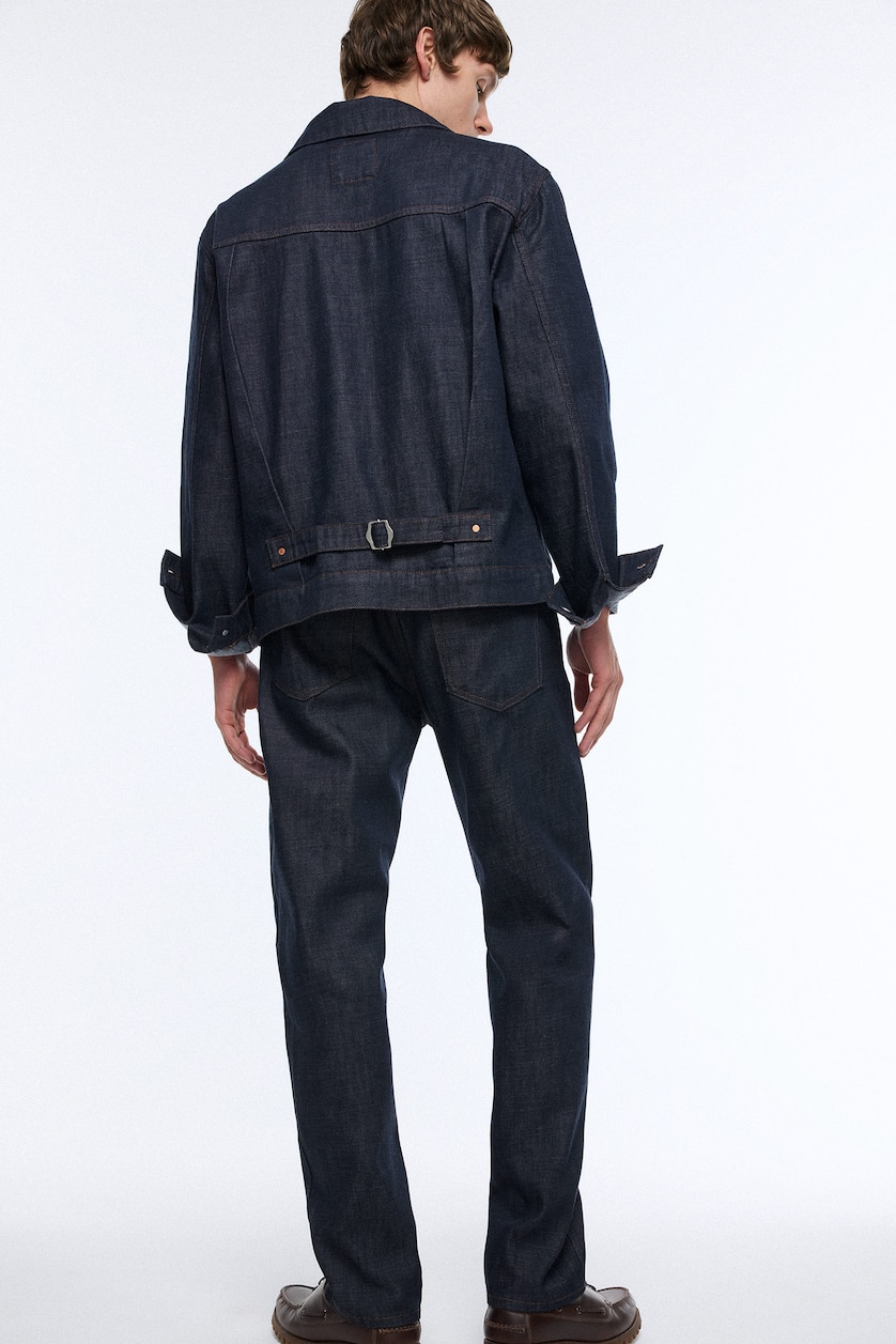 رجال أزرق غامق Straight Fit Regular Waist Jeans