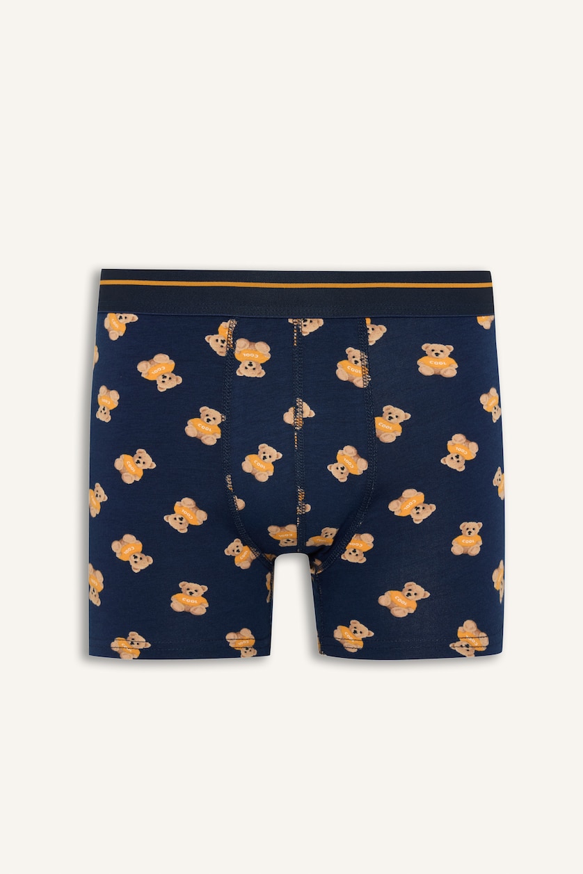 Erkek Sarı Regular Fıt Ayıcıklı 2'li Boxer