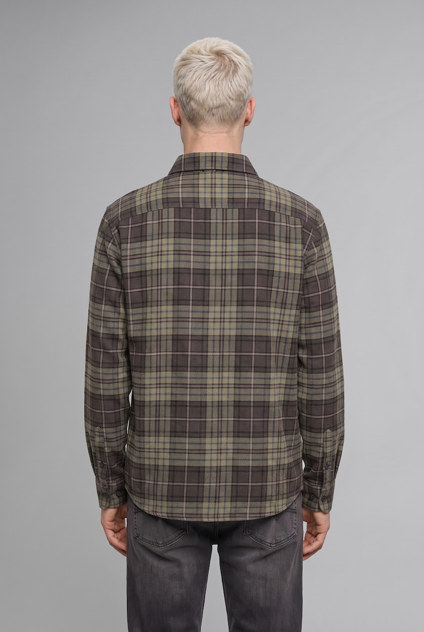 Men Purple Boxy Fit Flanel Long Sleeve Shirt