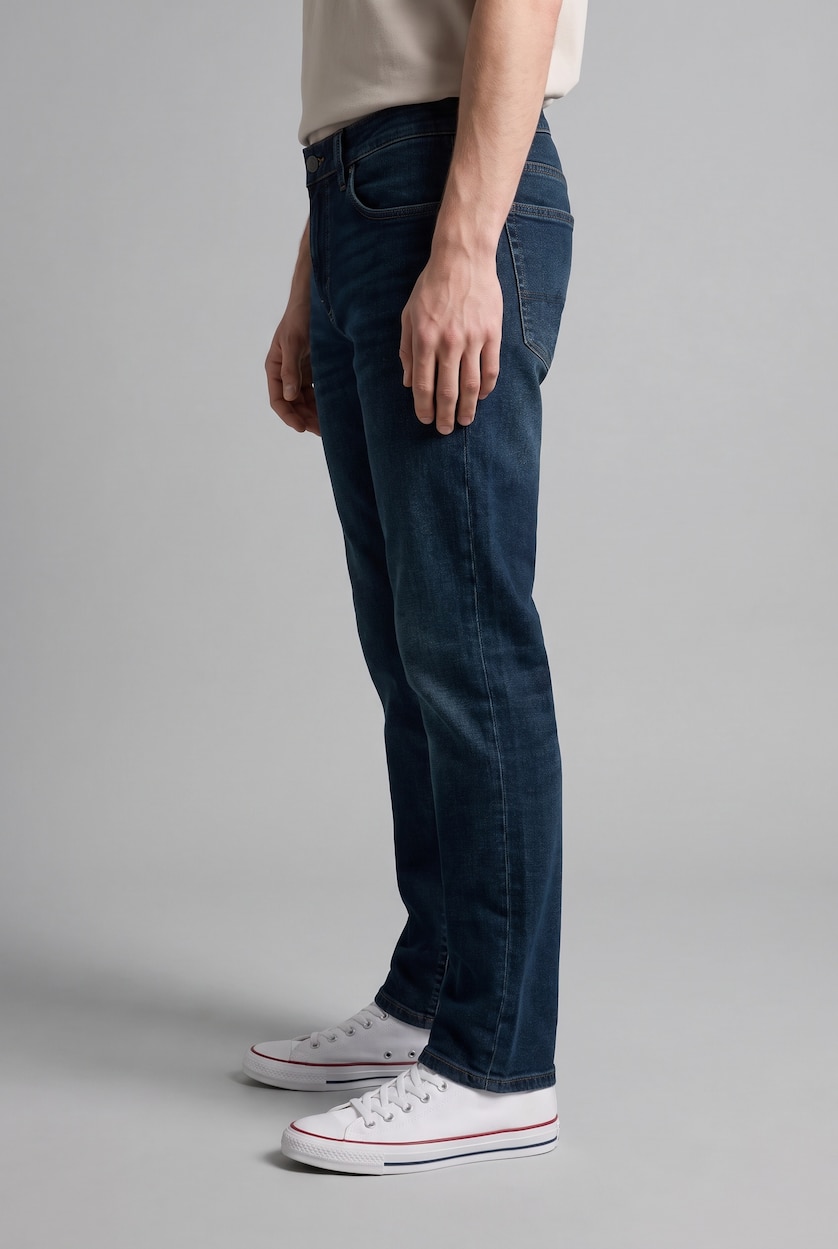 رجال أزرق غامق Normal Waist Sergio Regular Fit Trousers