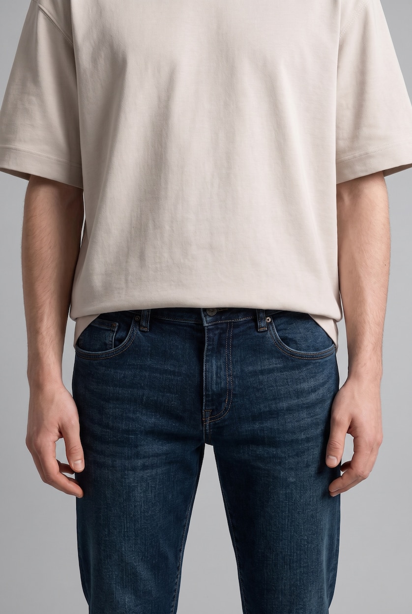 رجال أزرق غامق Normal Waist Sergio Regular Fit Trousers