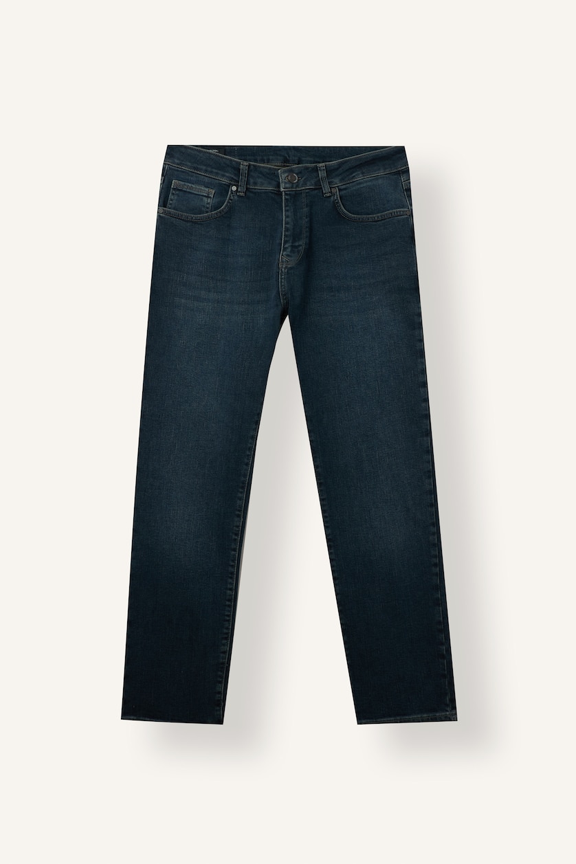 رجال أزرق غامق Normal Waist Sergio Regular Fit Trousers