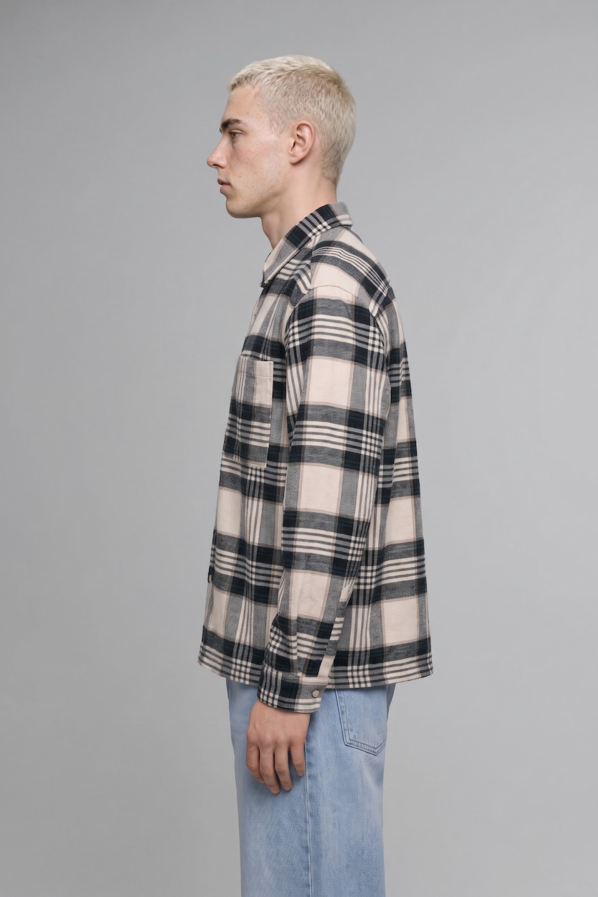 Erkek Lacivert Boxy Fit Ekose Oduncu Gömlek