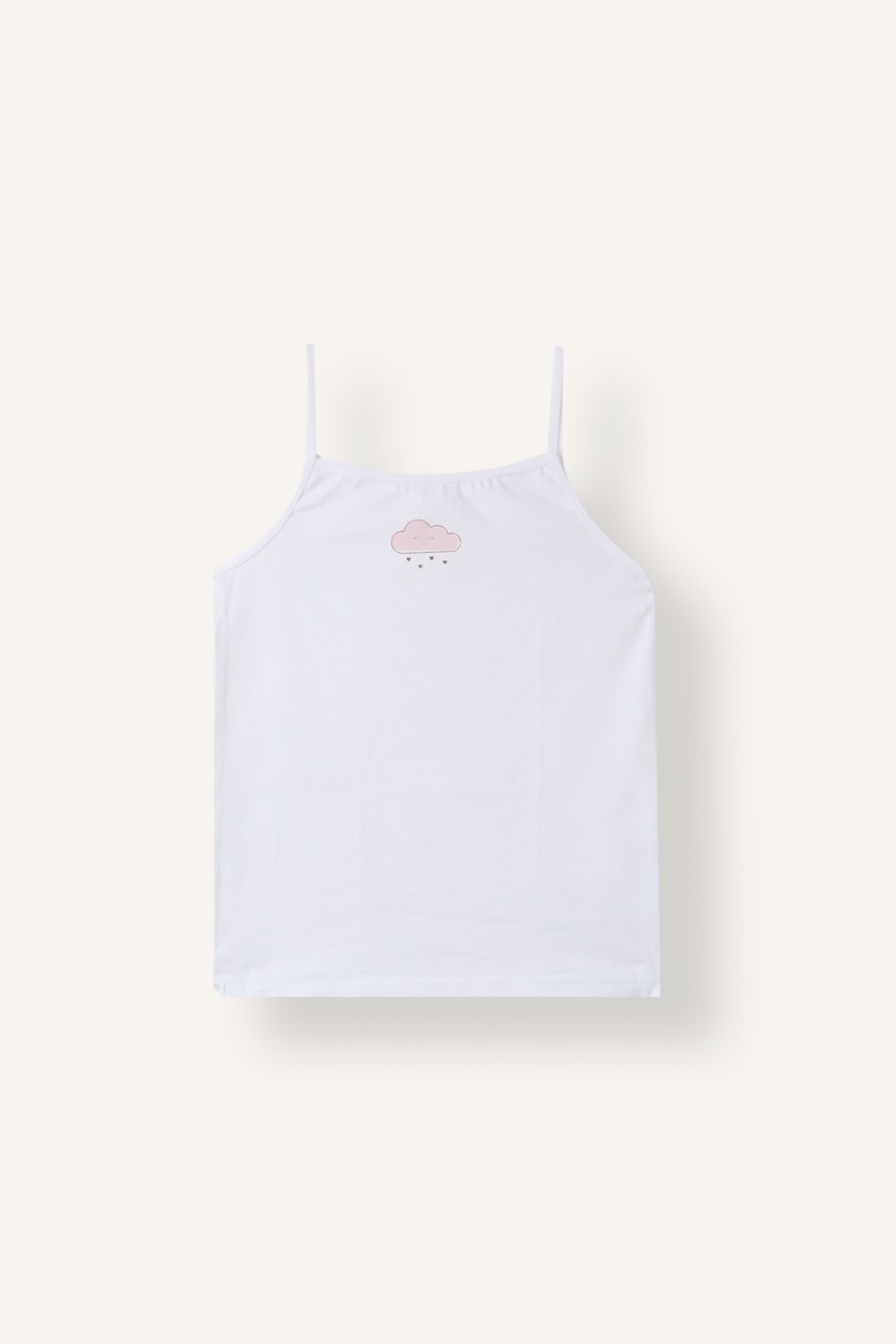 Young Girls - Teen Girls White Girl 2 piece Regular Fit Printed Tank Top