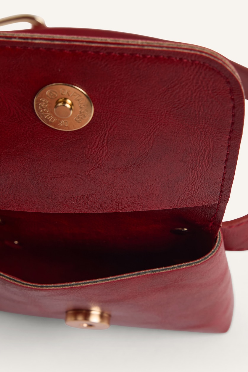 Women Red Woman Oval Buckle Faux Leather