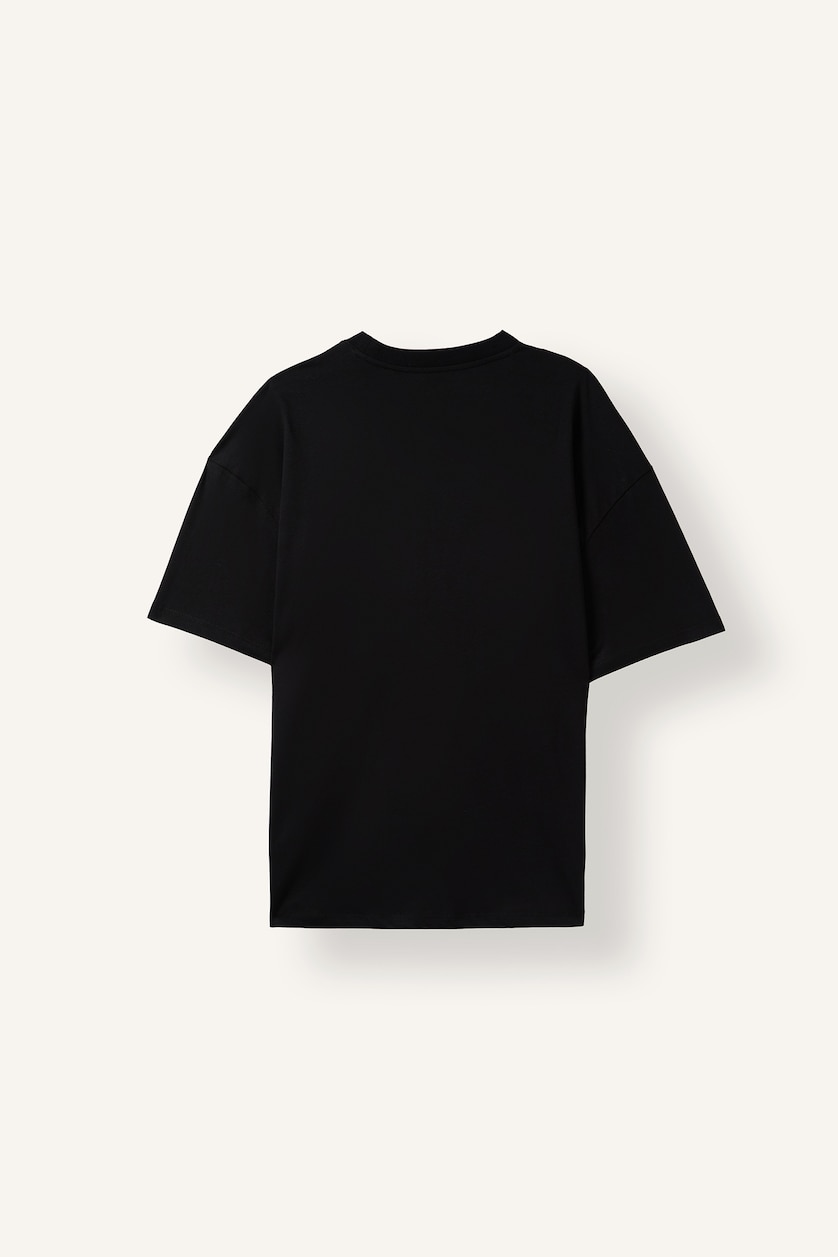 Erkek Siyah Loose Fit Kısa Kollu Tişört