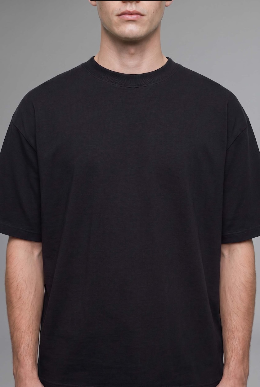 Men Black Loose Fit Short Sleeve T-Shirt