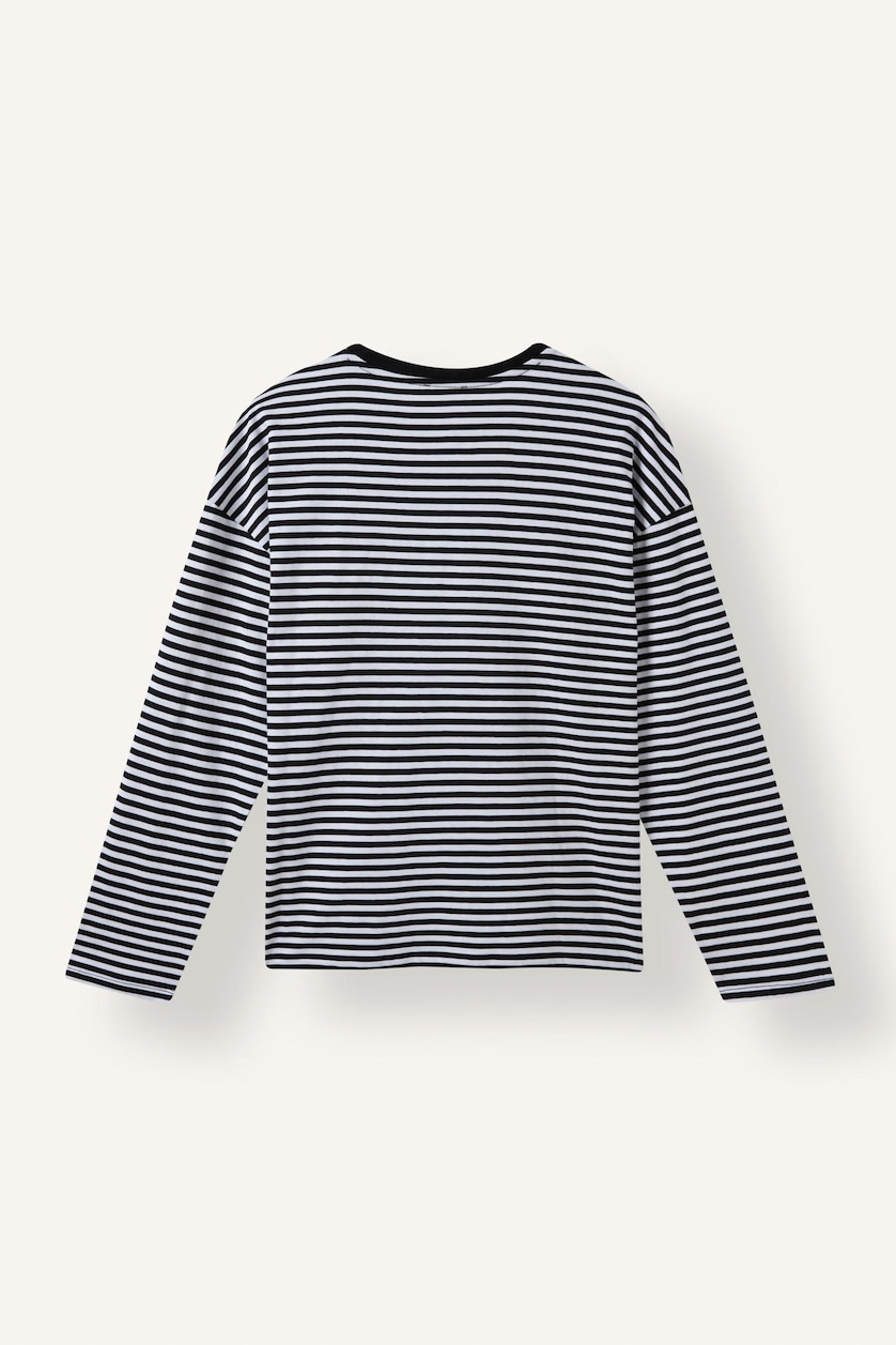WOMAN Black 100% Cotton Oversize Striped T-Shirt