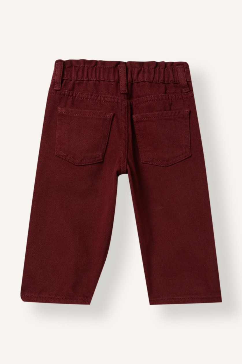 Kız Bebek Bordo Barrel Fit Gabardin Pantolon Kız Bebek