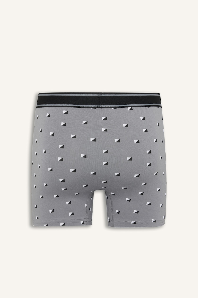 Erkek Siyah Regular Fit Geometrik Desenli 2'li Boxer