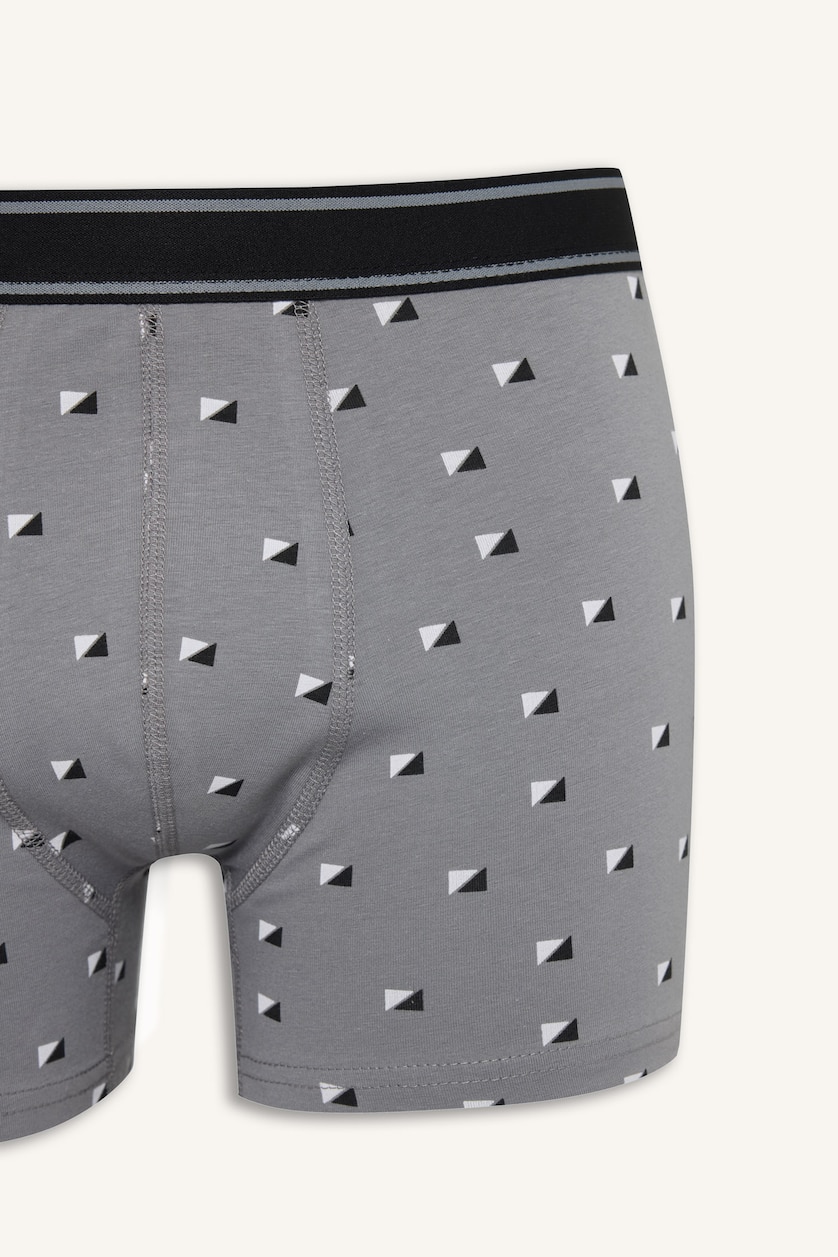 Erkek Siyah Regular Fit Geometrik Desenli 2'li Boxer