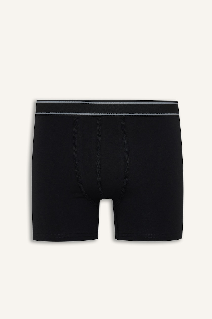 Erkek Siyah Regular Fit Geometrik Desenli 2'li Boxer