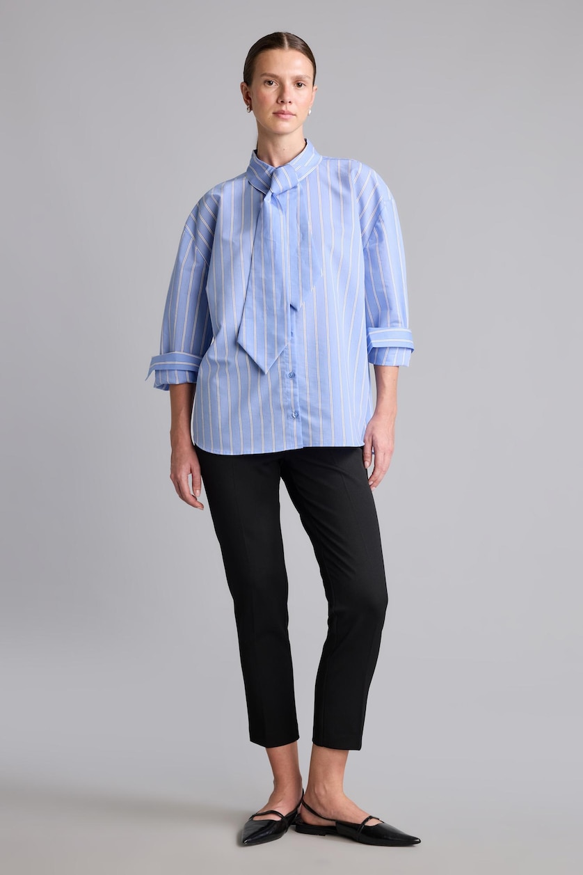 Women Blue Oversize Fit Poplin Long Sleeve Shirt