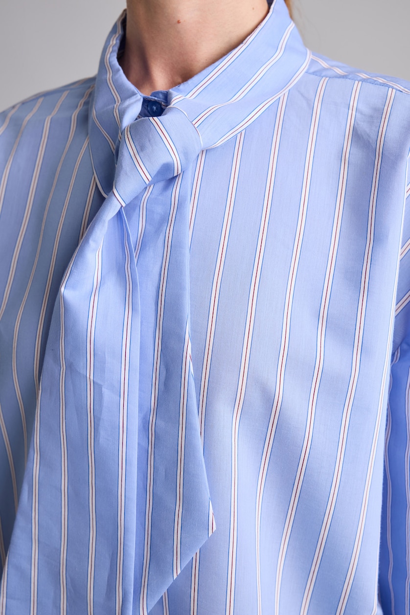 Women Blue Oversize Fit Poplin Long Sleeve Shirt