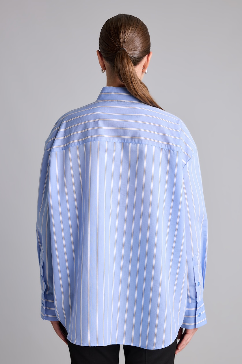 Women Blue Oversize Fit Poplin Long Sleeve Shirt
