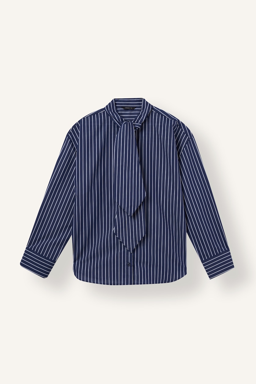 Women NAVY Oversize Fit Poplin Long Sleeve Shirt