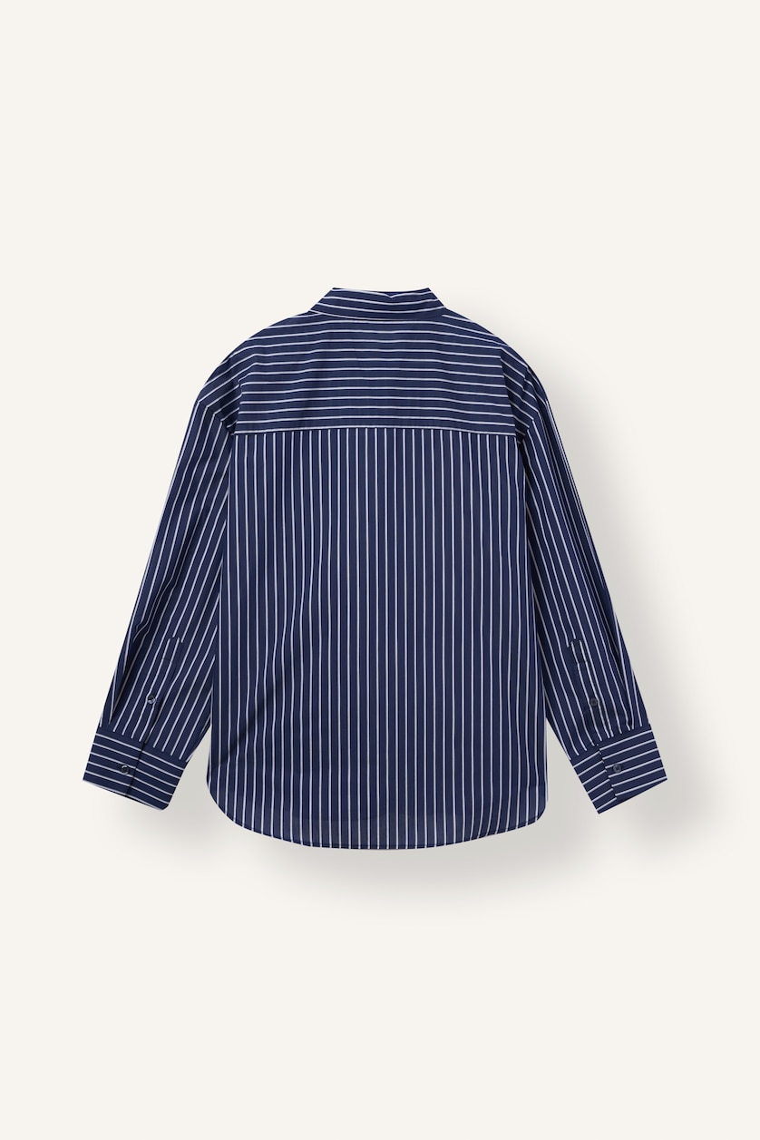 Women NAVY Oversize Fit Poplin Long Sleeve Shirt