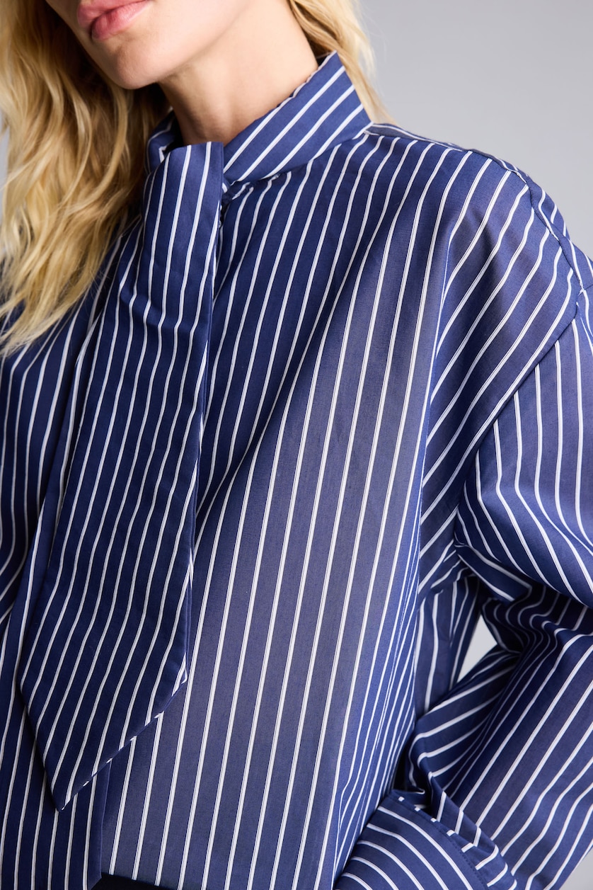 WOMAN NAVY Oversize Fit Poplin Long Sleeve Shirt