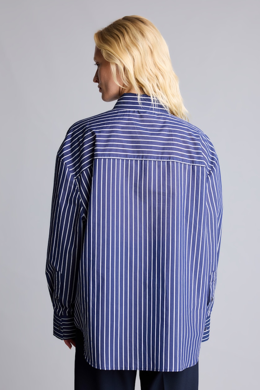 WOMAN NAVY Oversize Fit Poplin Long Sleeve Shirt