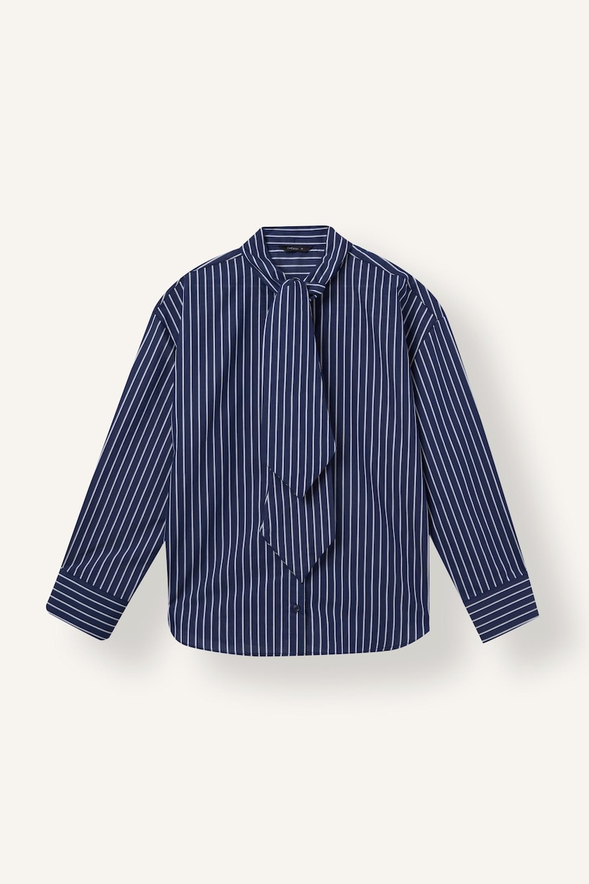 WOMAN NAVY Oversize Fit Poplin Long Sleeve Shirt