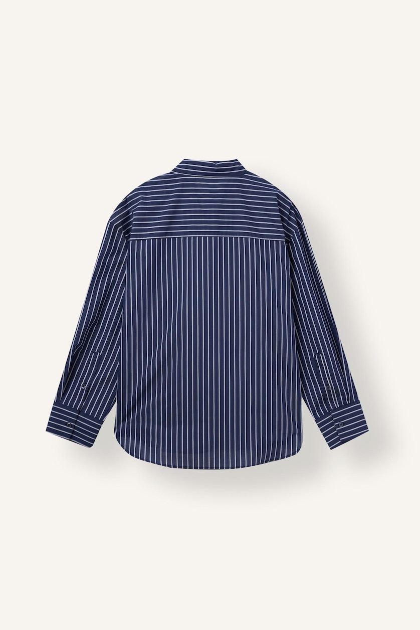 WOMAN NAVY Oversize Fit Poplin Long Sleeve Shirt